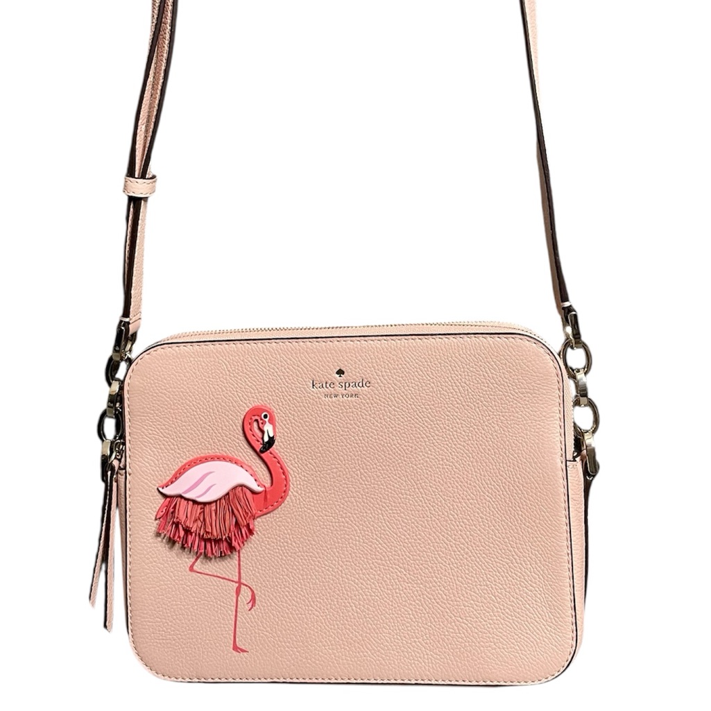 Kate Spade By The Pool Flamingo Novelty Triple Compartment Pink Crossbody Bag